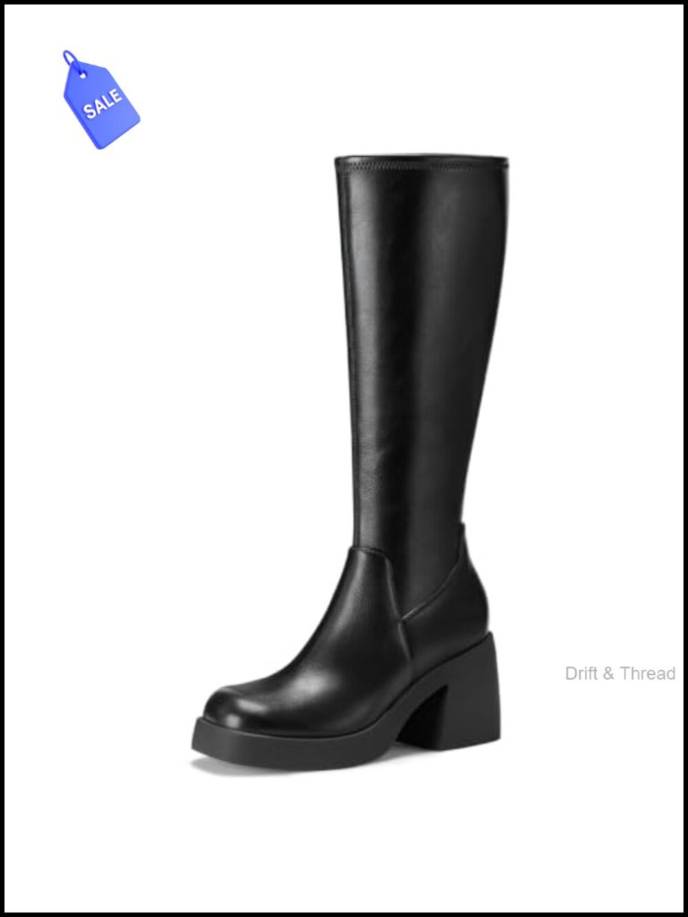 Knee High Boots Square Toe Platform Chunky Block Heel